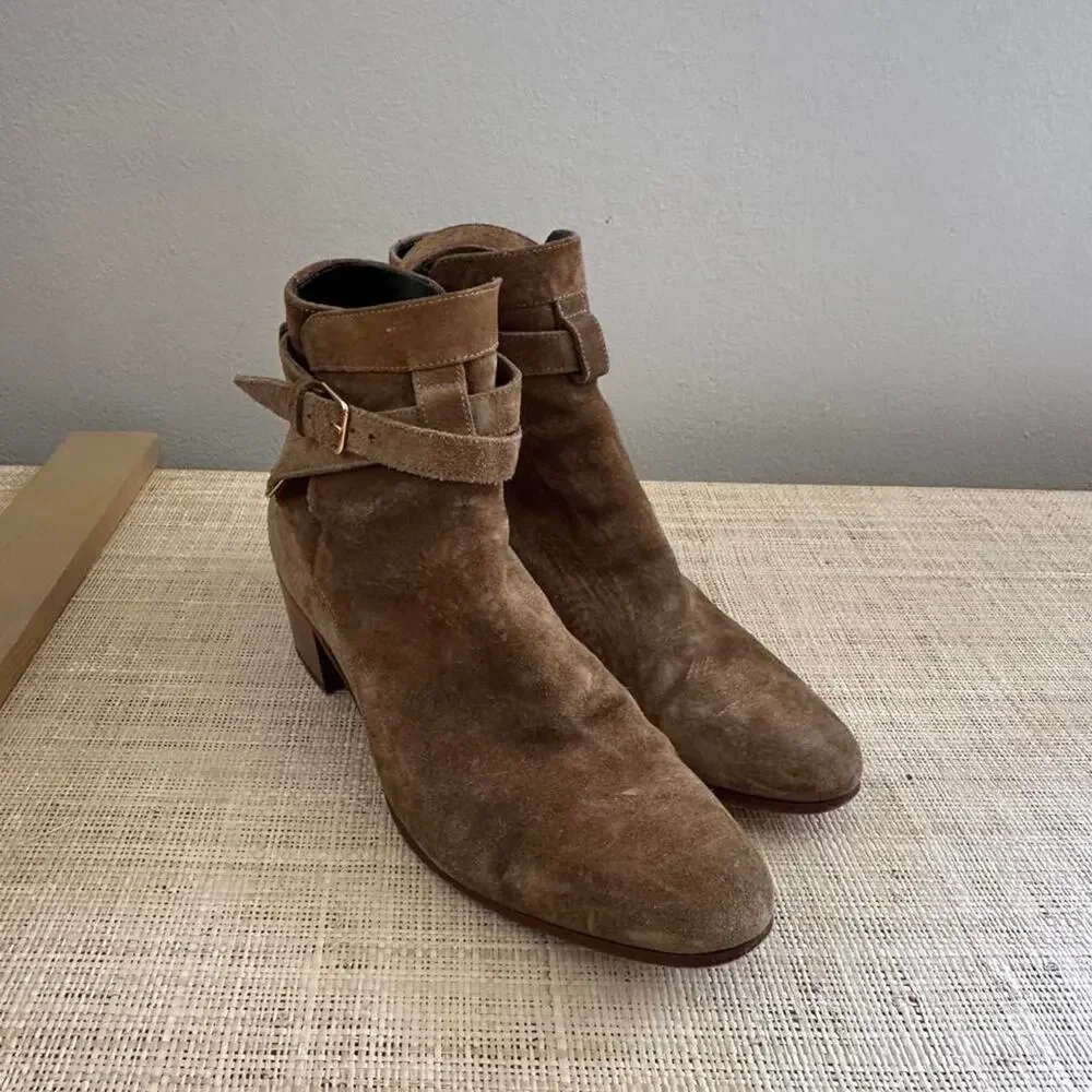 Saint laurent brown suede ankle